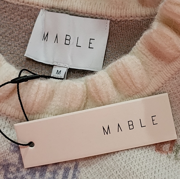 MABLE Floral Knit Ruffle Sweater Dress Puff Sleeves Cottagecore M - Picture 8 of 10